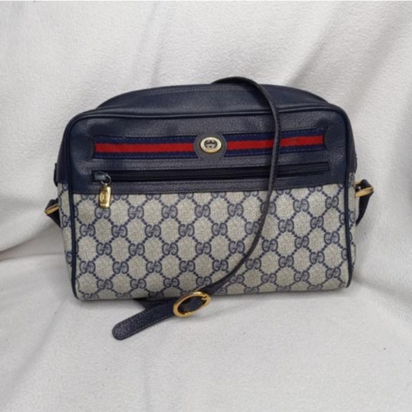 Authentic Vintage Gucci GG Monogram Supreme Sherry Web Ophidia Camera Shoulder - Picture 2 of 10
